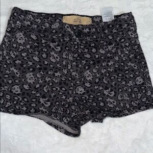 Hollister Black Leopard Print Jean Shorts